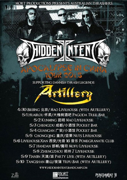 Hidden Intent: ‘Apocalypse In Chine Tour 2015′ live supporting Artillery